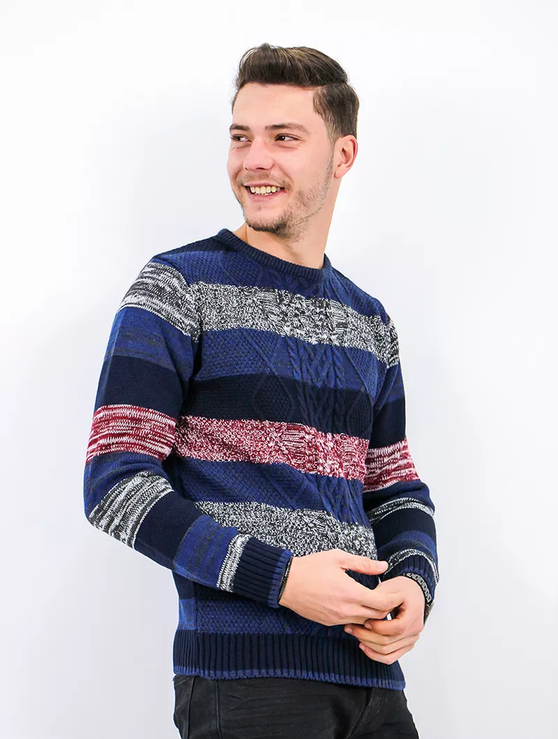 Pull col rond motif jacquard